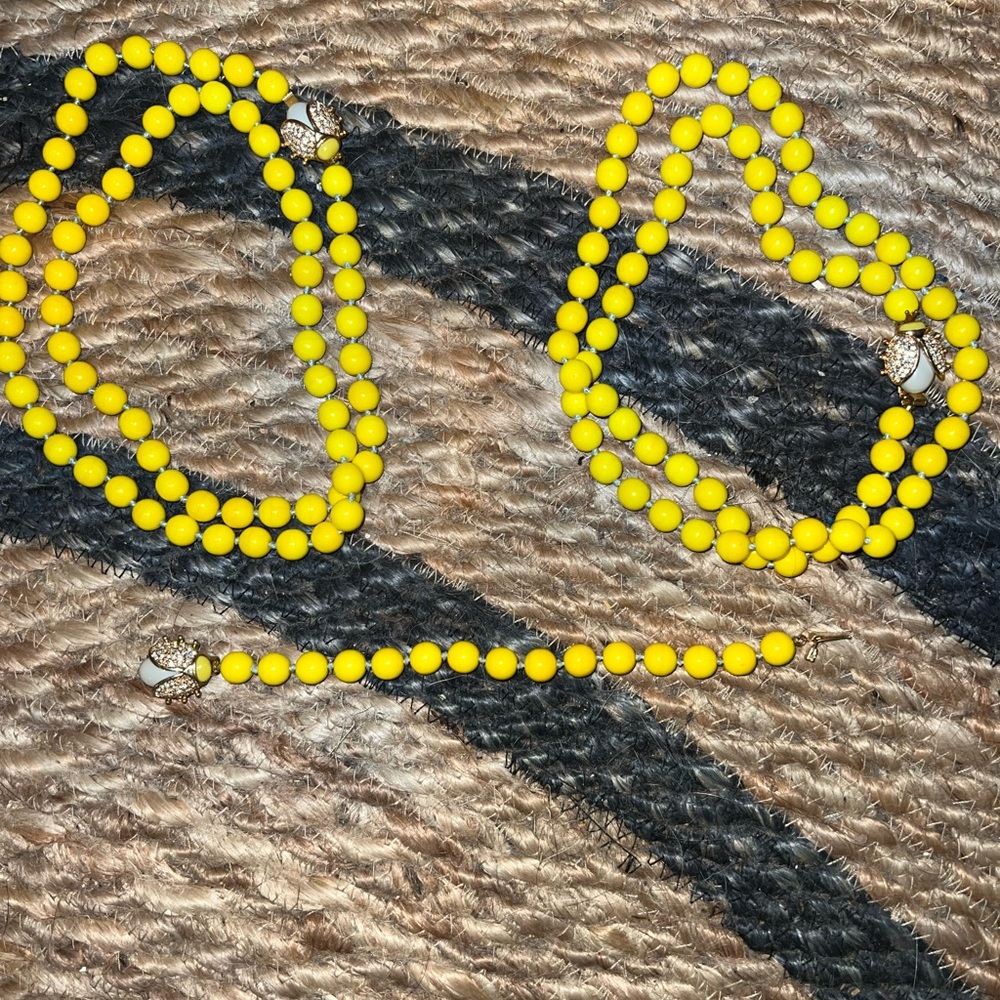 2 J. Crew Glass bead vintage ladybug necklaces and 1 bracelet  lot of 3